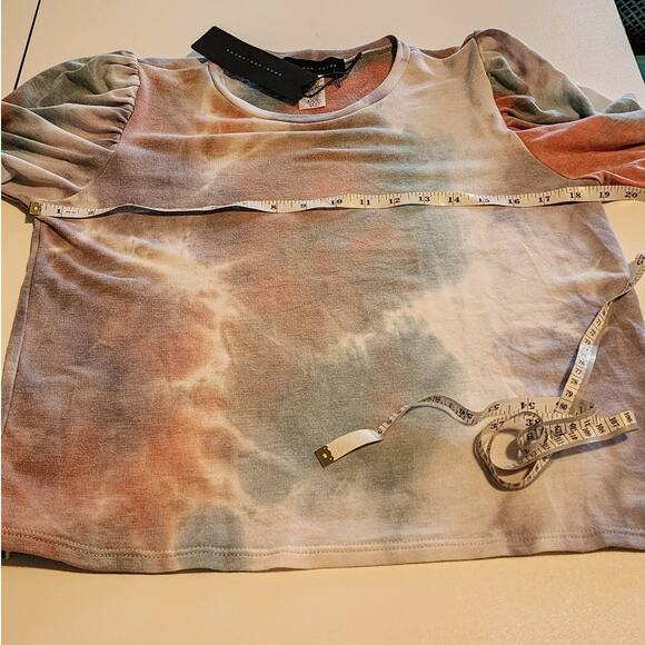 Know One Cares Tie-Dyed Sweater Puff Sleeve Pastels size Small NWT - Picture 6 of 7